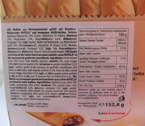 calories BReady au Nutella de Ferrero